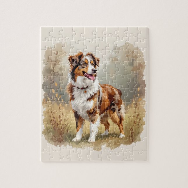 Aussie Hund Australian Shepherd Dog Red Merle Pussel (Vertikal)