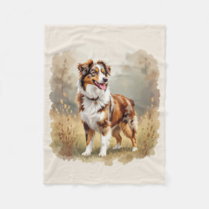 Aussie Hund Australian Shepherd Dog Röd Merle Fleecefilt