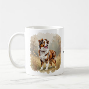 Aussie Hund Australian Shepherd Dog Röd Merle Kaffemugg
