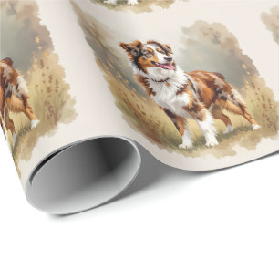 Aussie Hund Australian Shepherd Dog Röd Merle Presentpapper