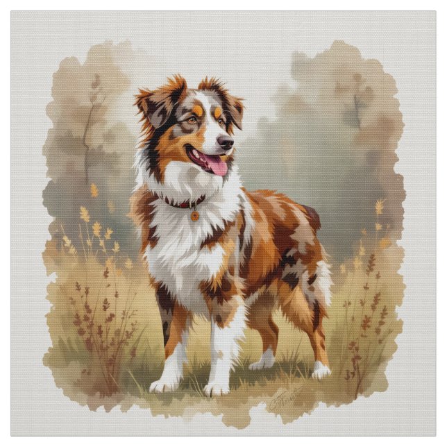 Aussie Hund Australian Shepherd Dog Röd Merle Tyg (Provkarta)