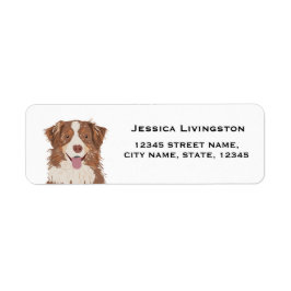 aussie hund australian shepherd returadress etikett