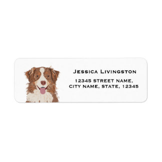 aussie hund australian shepherd returadress etikett