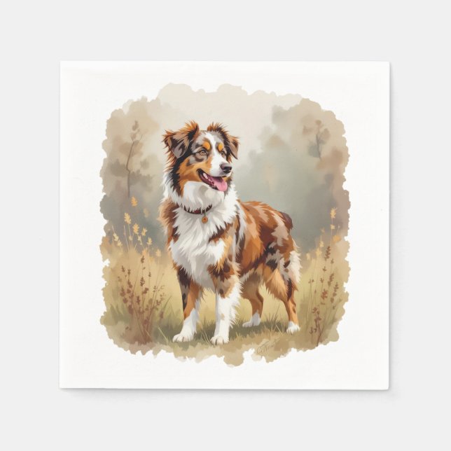 Aussie hund australiensisk shepherd hund röd merle pappersservett (Framsidan)
