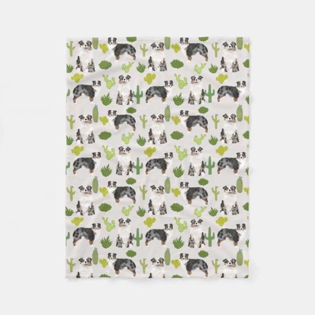Aussie Hund Cactus Blanket - australian shepherd Fleecefilt (Framsidan)