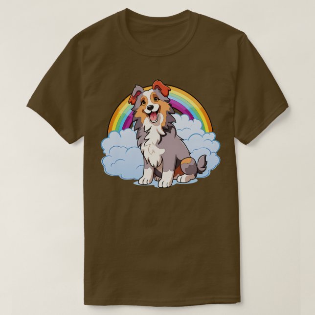 Aussie Hund Cute Australian shepherd Rainbow Valp T Shirt (Design framsida)