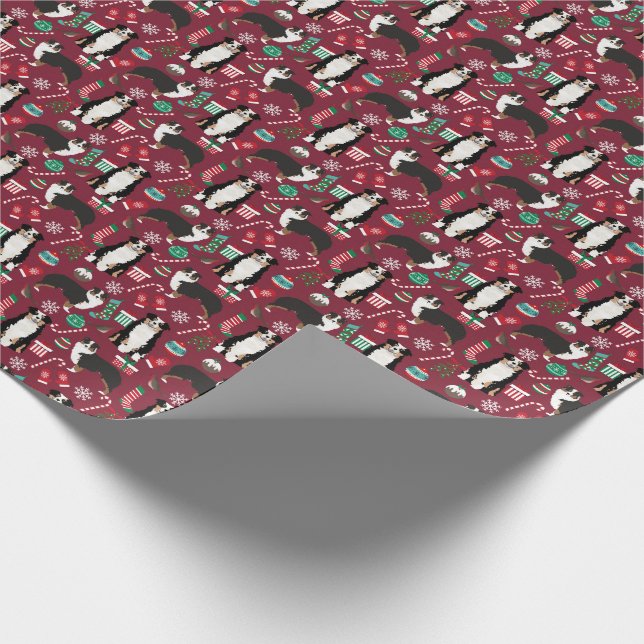 Aussie Hund Tricolofärgad jul-Helgdag Presentpapper (Hörn)