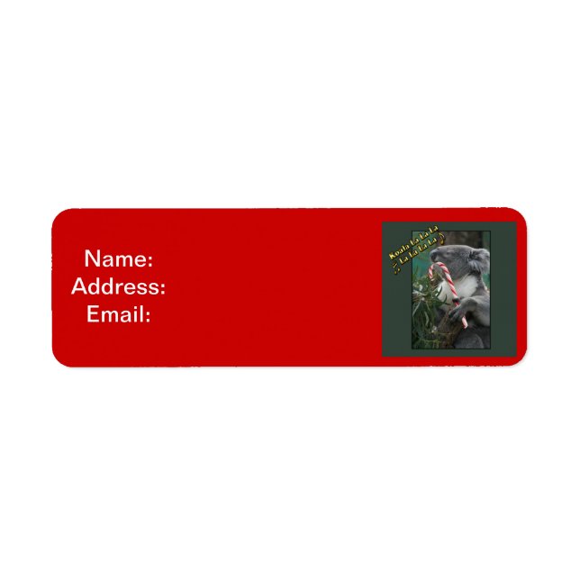 Aussie jul Koala med Candy cane Returadress Etikett (Framsidan)
