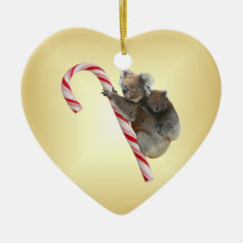 Aussie jul Koalas på Candy cane Julgransprydnad Keramik