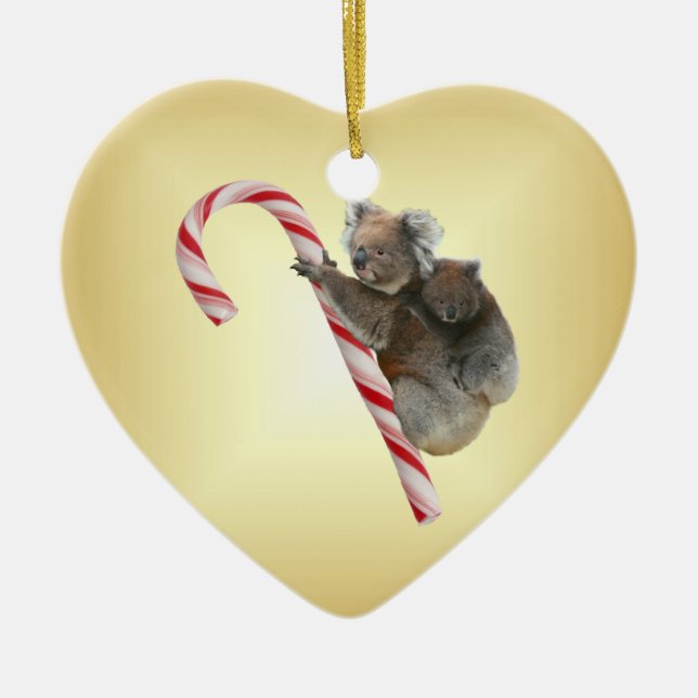 Aussie jul Koalas på Candy cane Julgransprydnad Keramik (Framsidan)