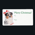 Aussie Juletiketters Fraktsedel<br><div class="desc">Dessa märkre i Australian shepherd är en perfekt match för vår Aussie-julomslutning papper.</div>