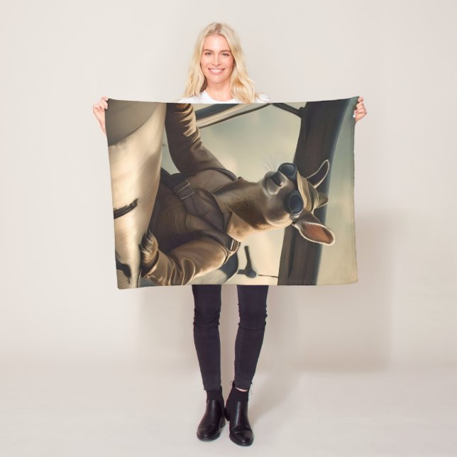 Aussie Kangaroo Airplan Pilot Fleecefilt (På plats)