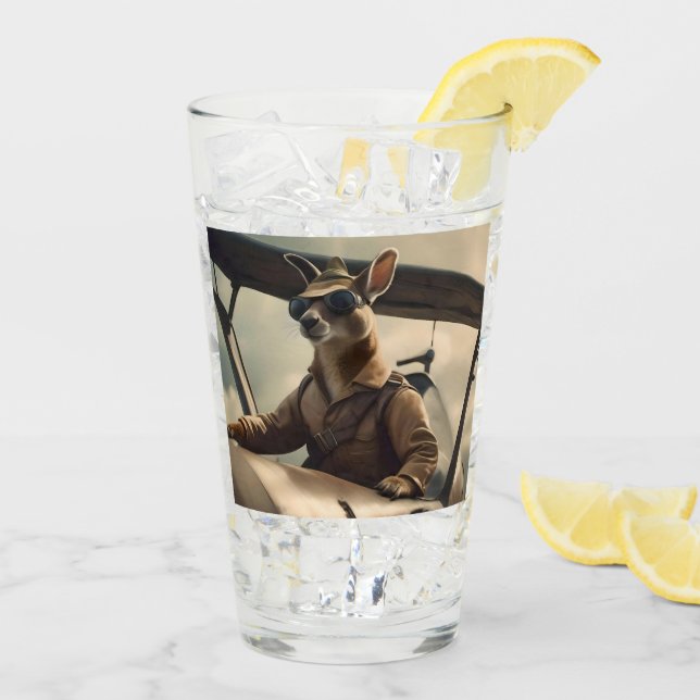 Aussie Kangaroo Airplan Pilot Glaskopp (Bakside Is)