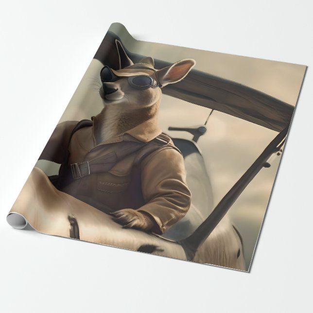 Aussie Kangaroo Airplan Pilot Presentpapper (Utrullad)