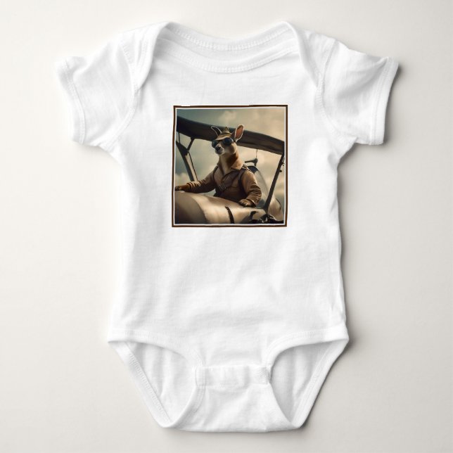 Aussie Kangaroo Airplan Pilot T Shirt (Framsida)