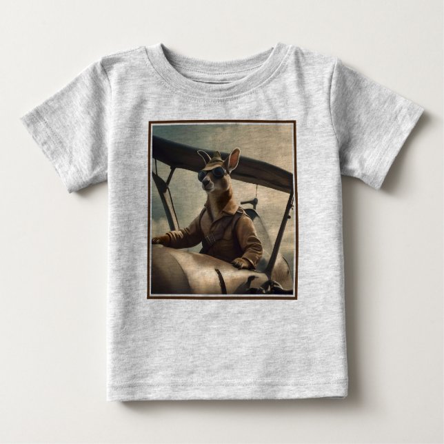 Aussie Kangaroo Airplan Pilot T Shirt (Framsida)