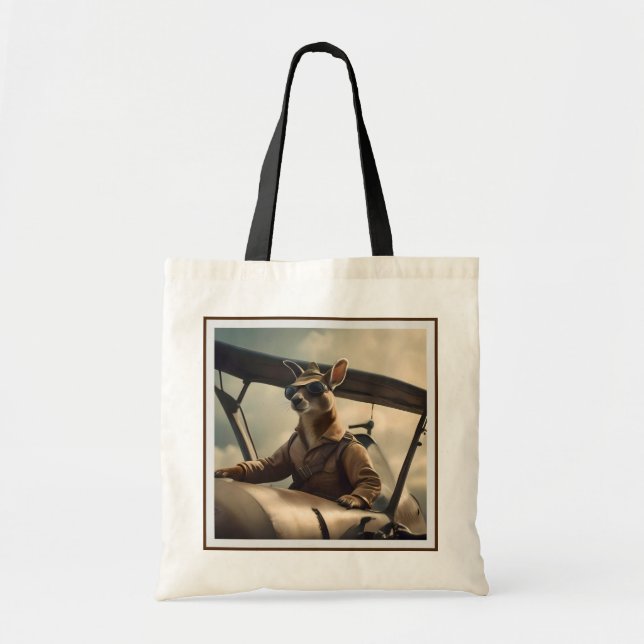 Aussie Kangaroo Airplan Pilot Tygkasse (Framsidan)