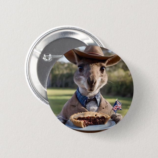 Aussie Kangaroos Kärlek Australian Made Kött Paj, Knapp (Framsida & baksida)