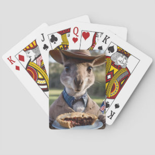 Aussie känguru som håller en köttpaj, casinokort