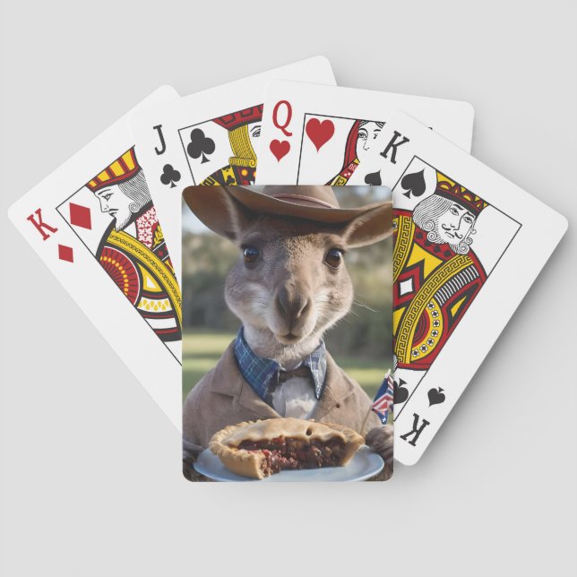 Aussie känguru som håller en köttpaj, casinokort (Baksidan)