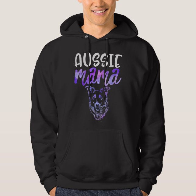Aussie Mamma Australian Shepherd Vallande Hund Mam Hoodie (Framsida)