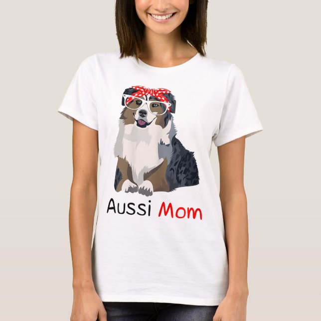 Aussie Mamma Hund Bandana Djurälskare Gift WoAussi T Shirt (Framsida)