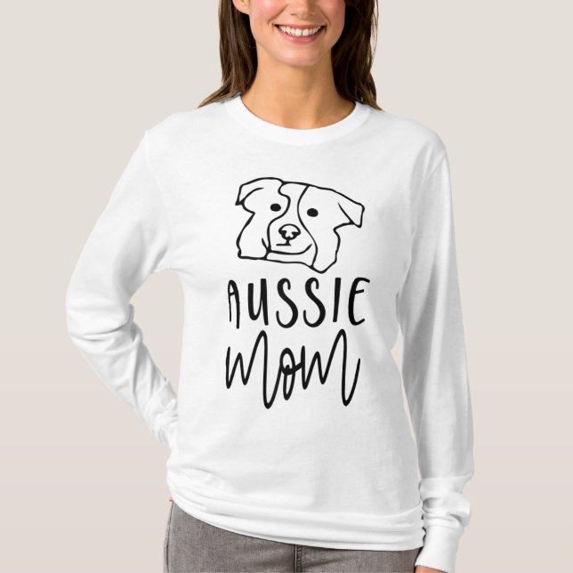 Aussie Mamma vid en Ausshole Australian shepherd H T Shirt (Framsida)