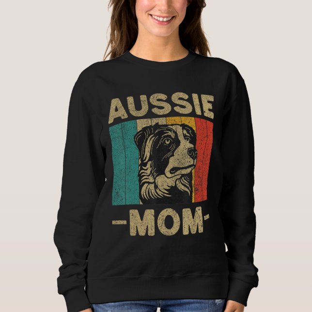 Aussie Mom  Retro Australian Shepherd T Shirt (Framsida)