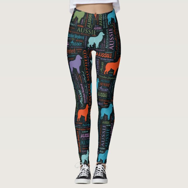 Aussie ordkonst för australian shepherd leggings (Framsida)