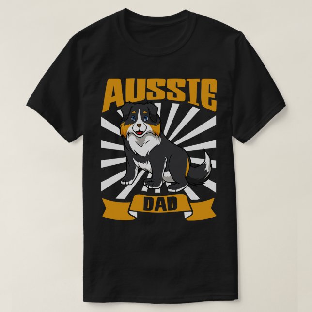 Aussie Pappa Australian Shepherd T Shirt (Design framsida)