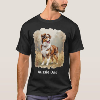 Aussie pappa för Australian Shepherd Dog röd Merle T Shirt