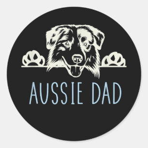 Aussie Pappa med Australian shepherd Hund Runt Klistermärke