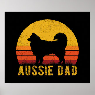 Aussie Pappa Vintage Australian shepherd Hund Gift Poster
