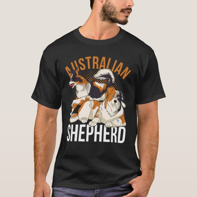 Aussie Pet Animal Hund Cute Australian shepherd T Shirt (Framsida)