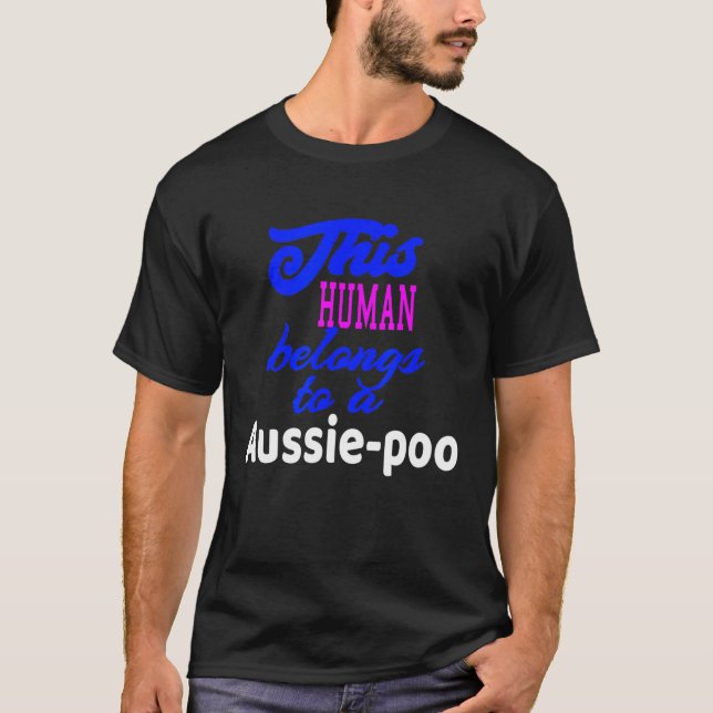 Aussie Poo Hund Pudel Australian shepherd T Shirt (Framsida)
