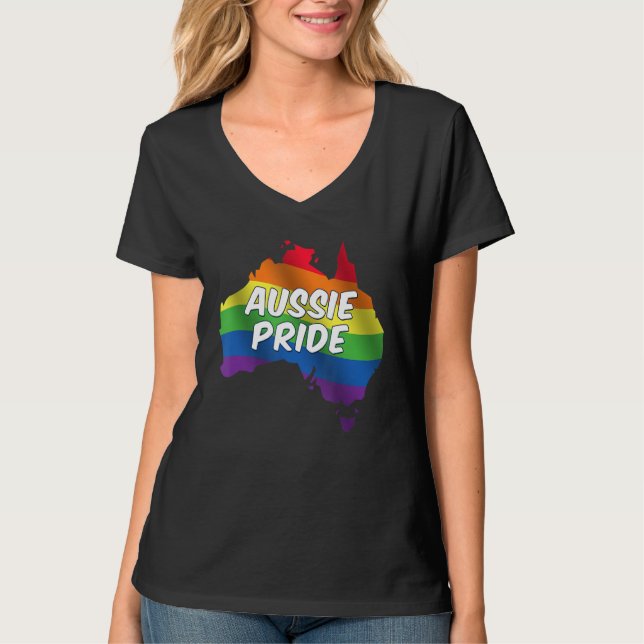 Aussie Pride Rainbow Flagga Australian LBGT Pride  T Shirt (Framsida)