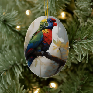 Aussie Rainbow Lorikeet Oil Paint, Julgransprydnad Keramik
