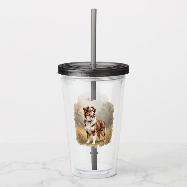 Aussie Red Merle Australian Shepherd Hund Take Away Mugg (Framsida)
