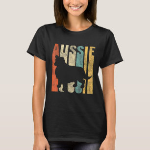 Aussie Retro 1970-talet Australian shepherd Distre T Shirt
