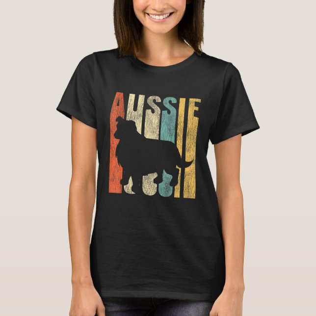 Aussie Retro 1970-talet Australian shepherd Distre T Shirt (Framsida)