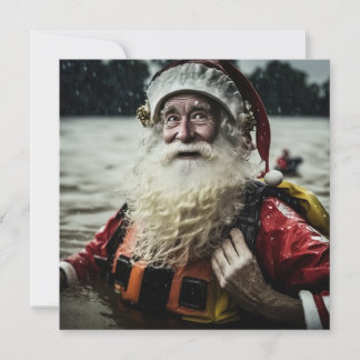 Aussie Santa Översvämning Enkel Sided Kort