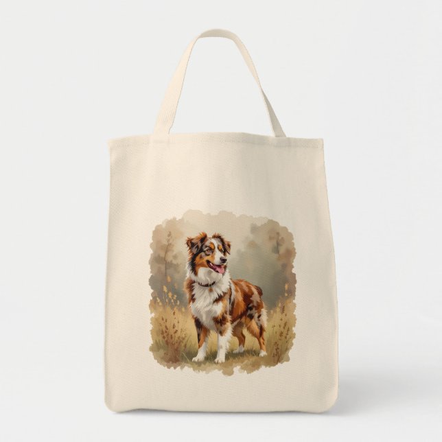 Aussie Shepherd Hund Röd Merle Tygkasse (Framsidan)
