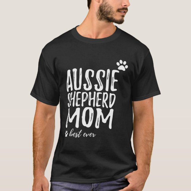 Aussie Shepherd Mamma Australian shepherd Hund T Shirt (Framsida)