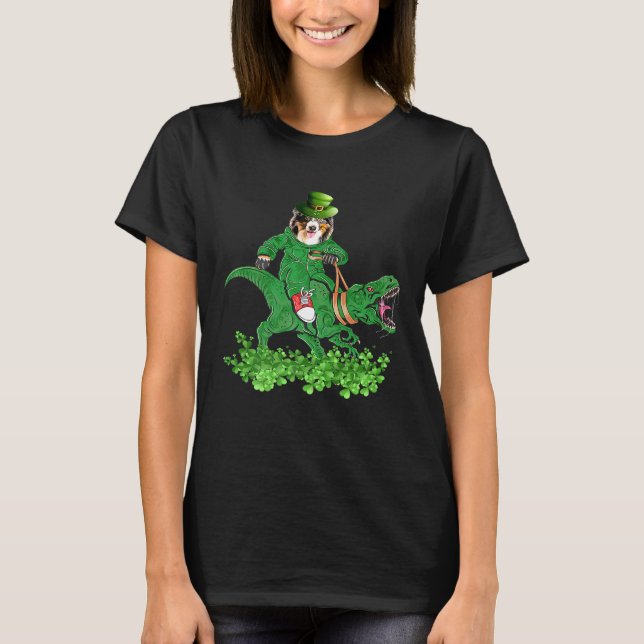 Aussie Shepherd St patricks day Hund Patty T Shirt (Framsida)