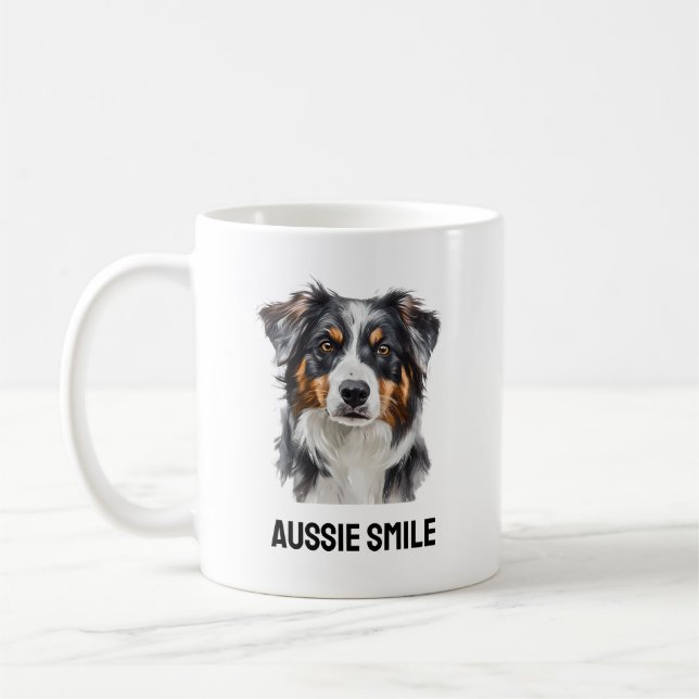 Aussie Smile Mugg - Lycklig Australian shepherd Gi (Vänster)