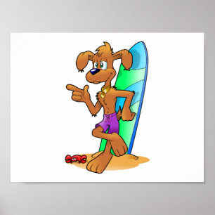 Aussie Surfa Hund Poster
