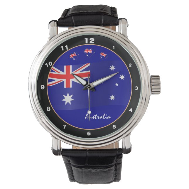 Aussie Time & Australian Flagga / Australien Armbandsur (Framsida)