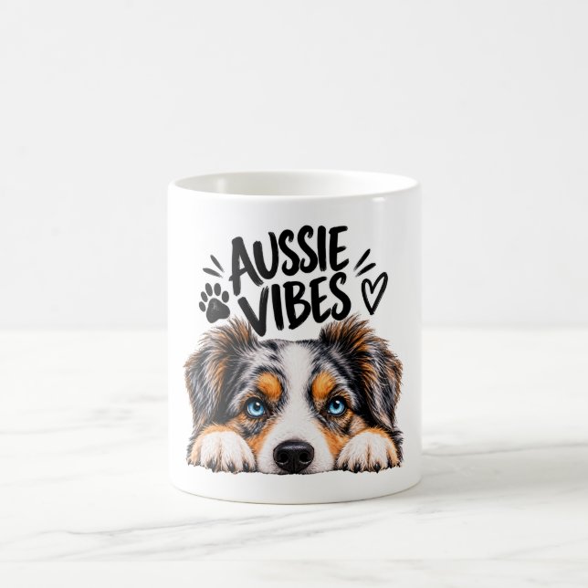 Aussie Vibes Söt Australian Shepherd Hund Älskare Kaffemugg (Center)
