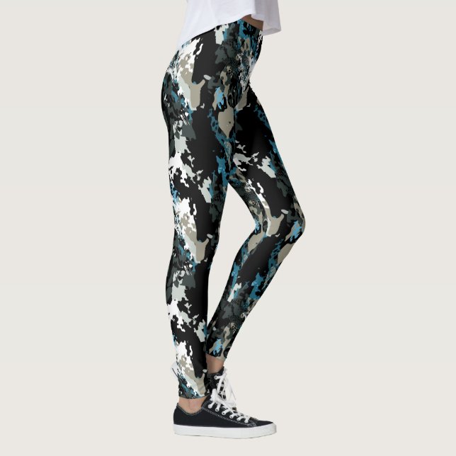 Aussie Vild Teal Mönster Leggings (Höger)
