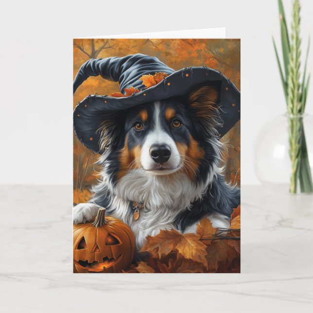 Aussie Witch Halloween Kort (Framsida)